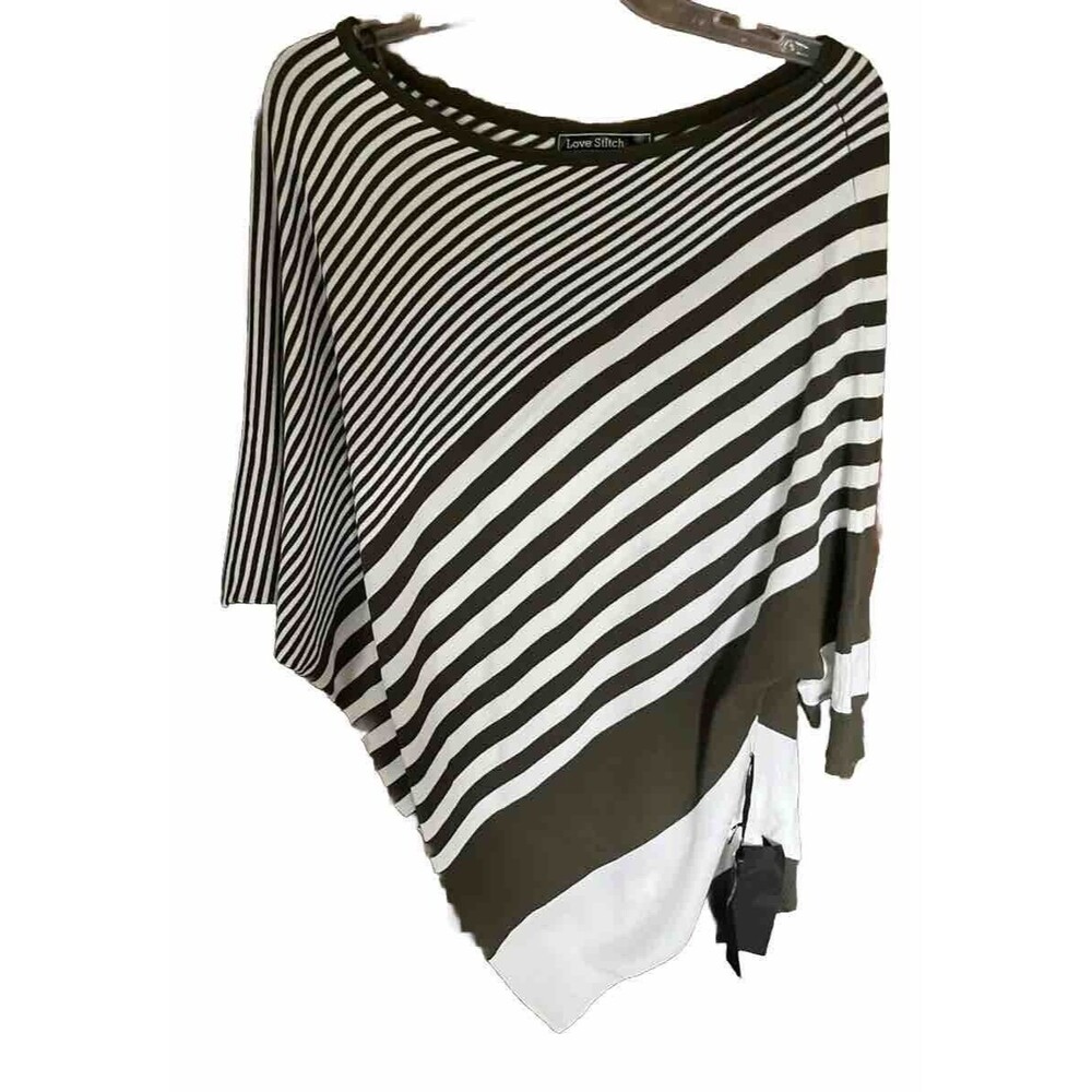 Medium Love Stich Top Dark Green/white Striped Style#IMP-5346